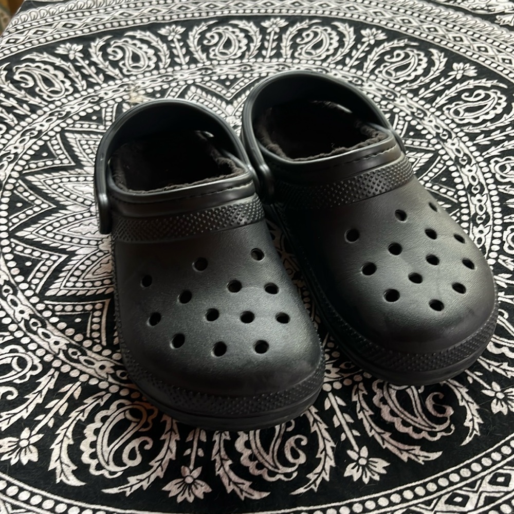 Black Fuzzy Crocs